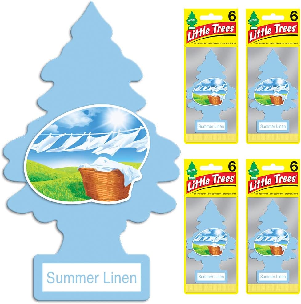LITTLE TREES Air Fresheners Car Air Freshener. Hanging Tree Provides Long Lasting Scent for Auto or Home. Summer Linen, 24 Air Fresheners