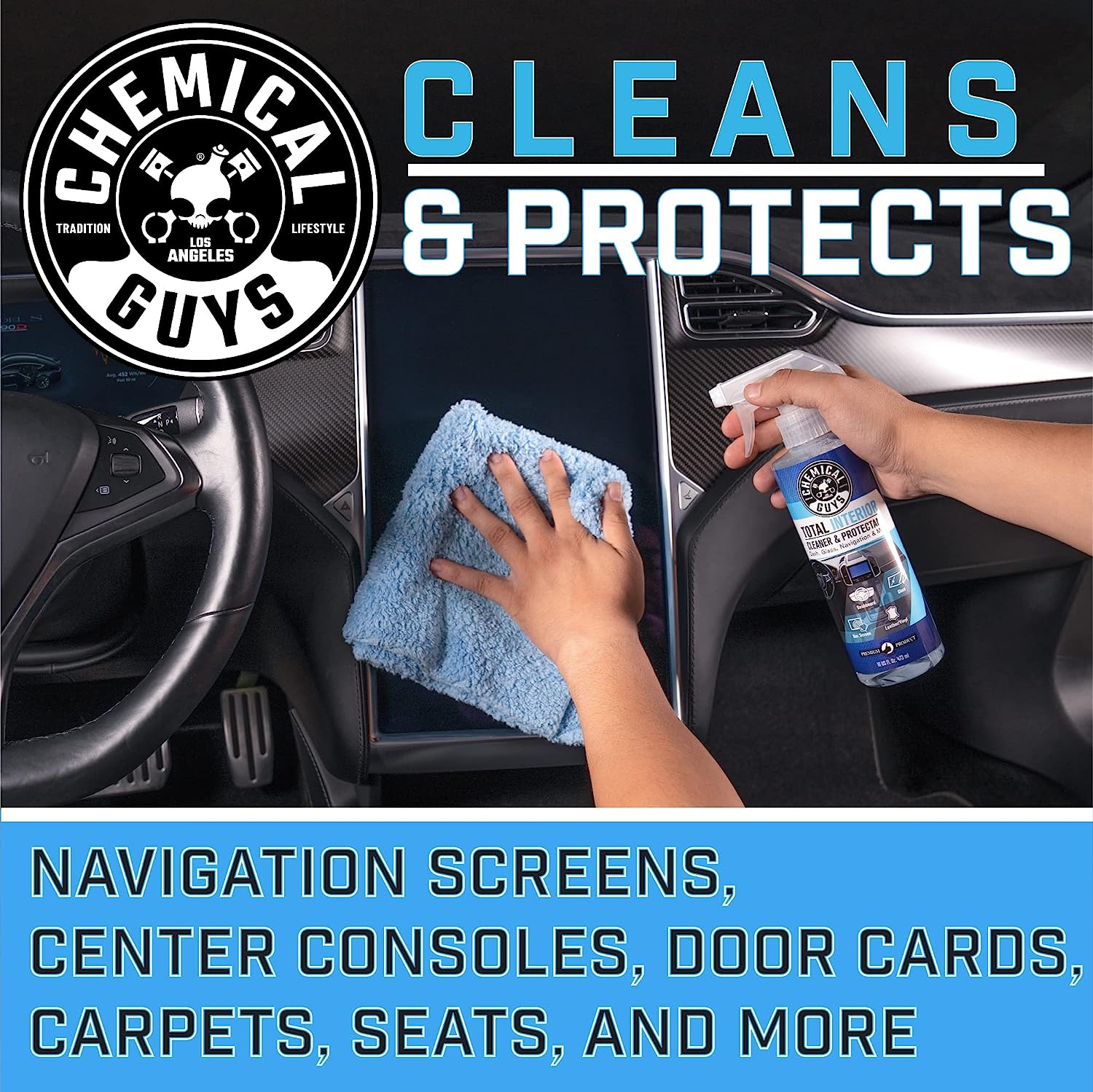 Chemical Guys SPI2201602 Total Interior Cleaner and Protectant, Safe for Cars, Trucks, SUVs, Jeeps, Motorcycles, RVs &amp; More, 16 fl oz, (2 Pack)