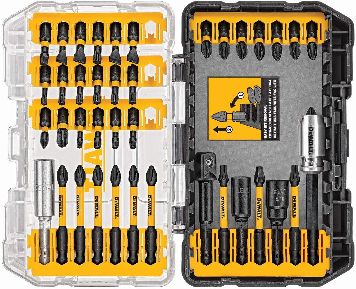 DEWALT Mechanics Tools Kit and Socket Set, 204-Piece (DWMT72165) &amp; Screwdriver Bit Set, Impact Ready, FlexTorq, 40-Piece (DWA2T40IR),Black/Silver IMPACT READY FlexTorq Screw Driving Set, 40-Piece