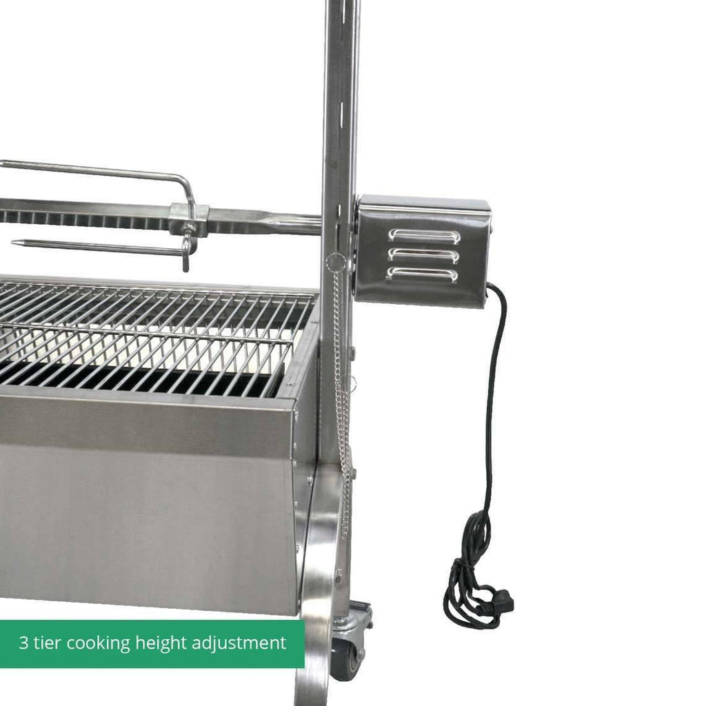 13W  Steel Rotisserie Grill, Rated 88 LB, BBQ Spit