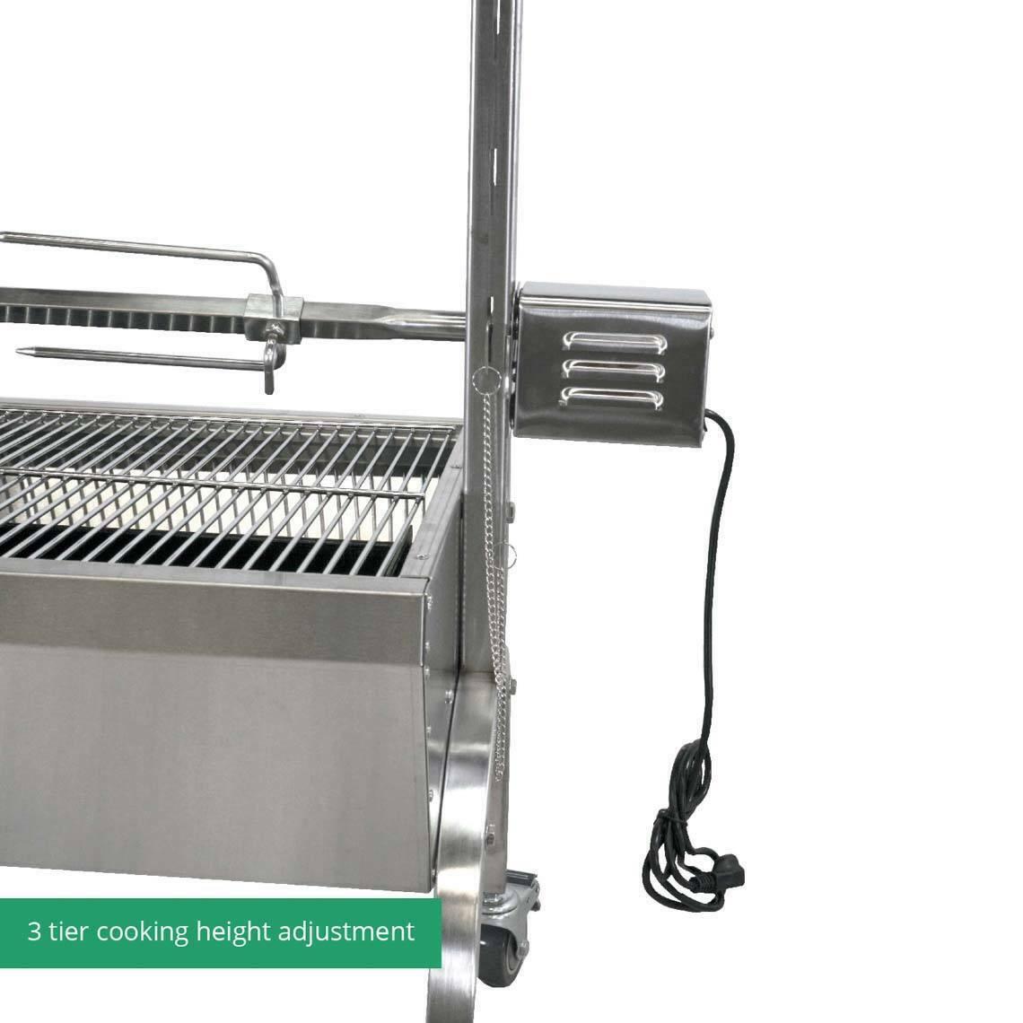 13W  Steel Rotisserie Grill, Rated 88 LB, BBQ Spit