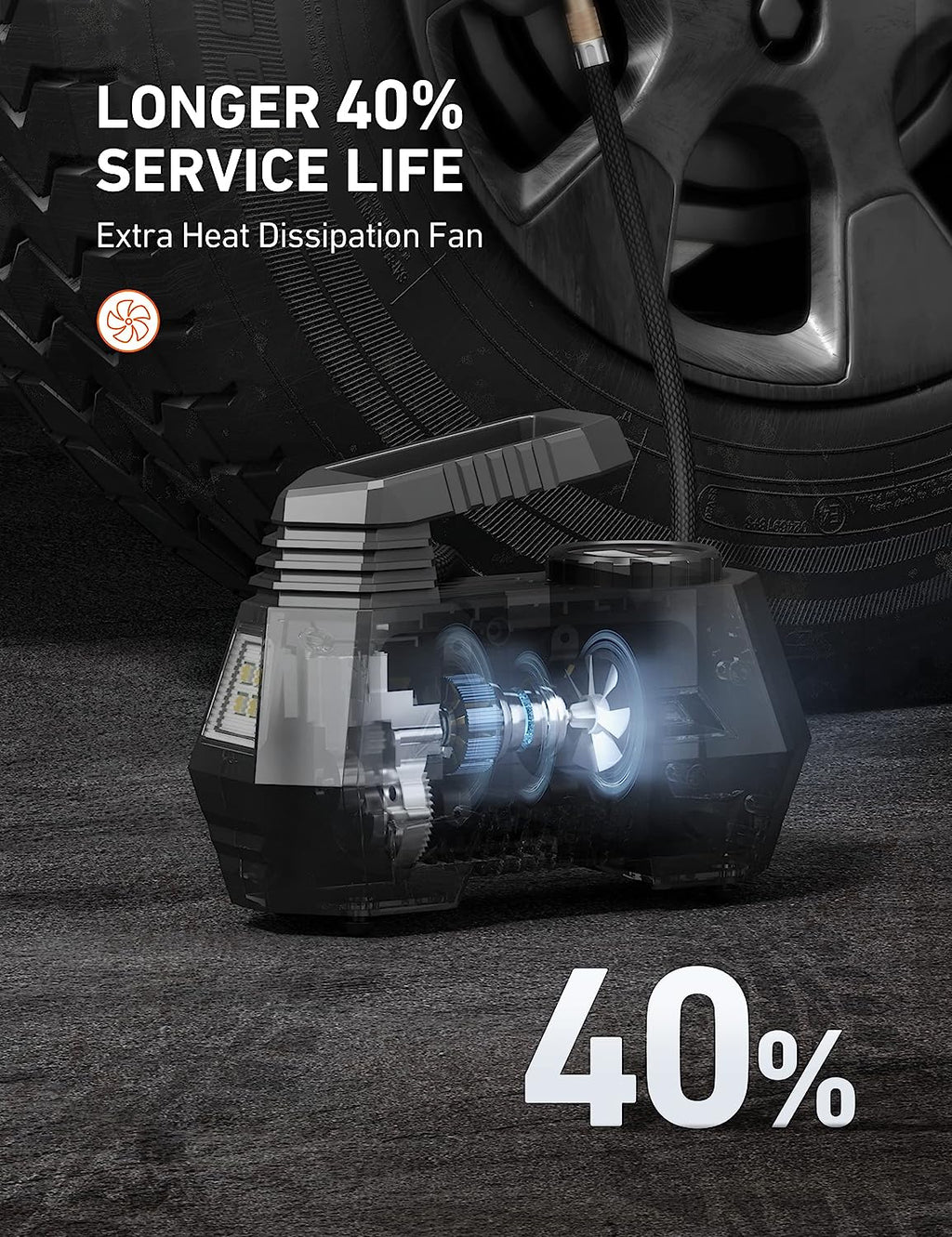 AstroAI Tire Inflator Portable Air Compressor Air Pump for Car Tires - Car Accessories, 12V DC Auto Tire Pump with Digital Pressure Gauge, 100PSI with Emergency LED Light for Car, Bicycle, Balloons