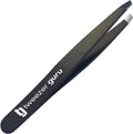 Tweezer Guru Tweezers for Women - Slant Pointed Precision Tweezers for Eyebrows &amp; Ingrown Hair Removal - Blackhead and Splinter Tweezer with Sharp Needle Nose Point for Plucking (Black)