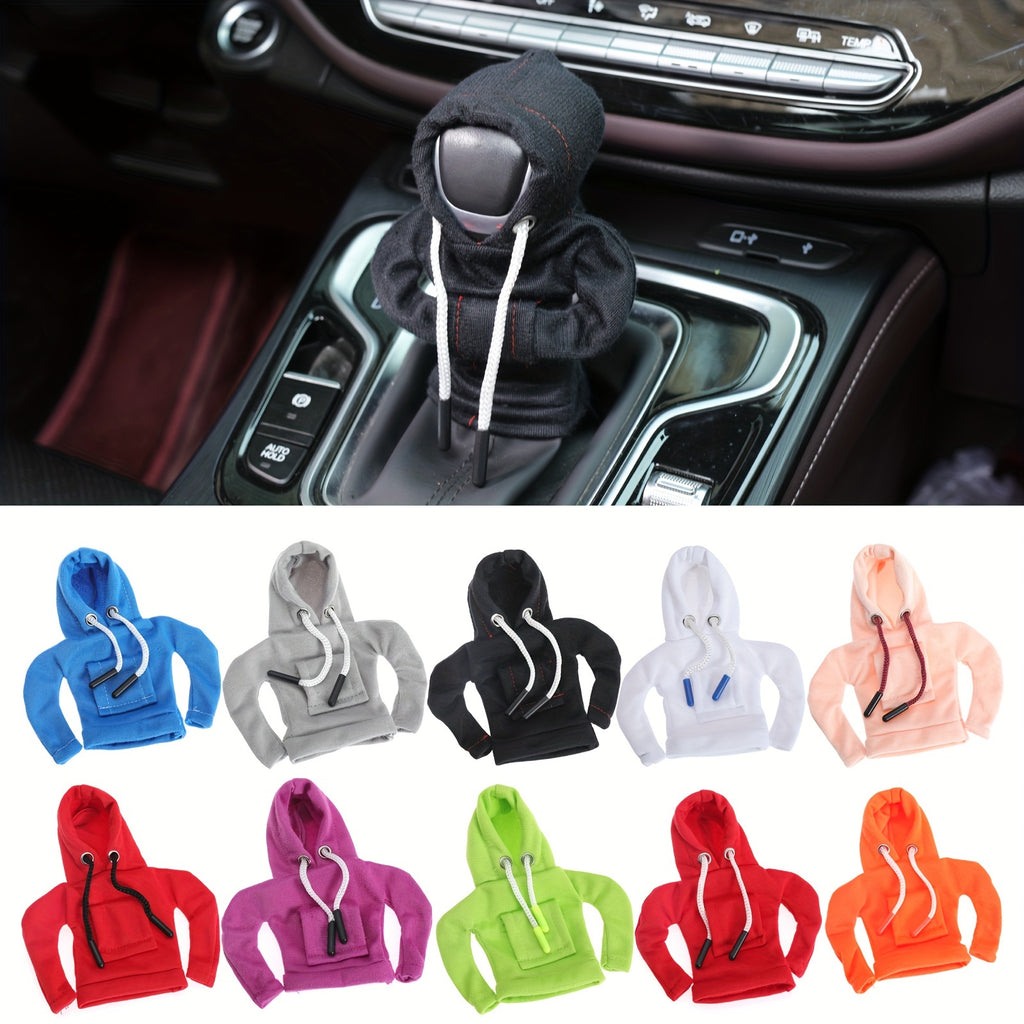 LarSize Universal Car Gear Shift Cover Hoodie, Fashionable Mini Hooded Sweatshirt For Auto Gear Stick Shifter Knob, Interior Accessories Decor