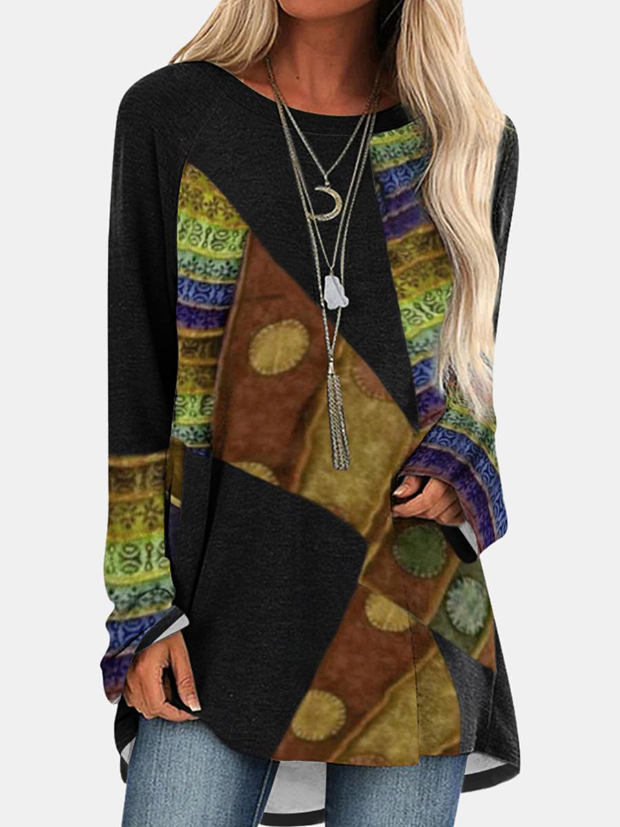 Retro Print Long Sleeve T-Shirt