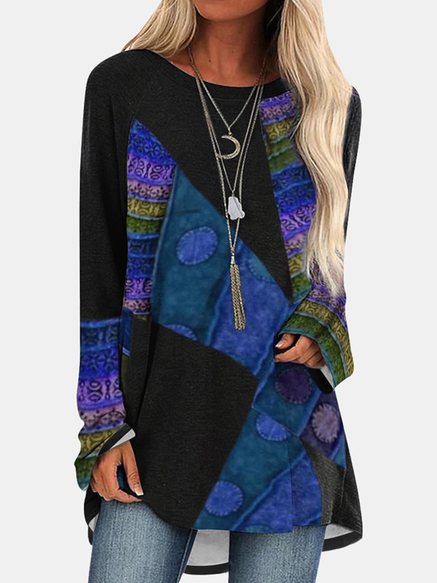 Retro Print Long Sleeve T-Shirt