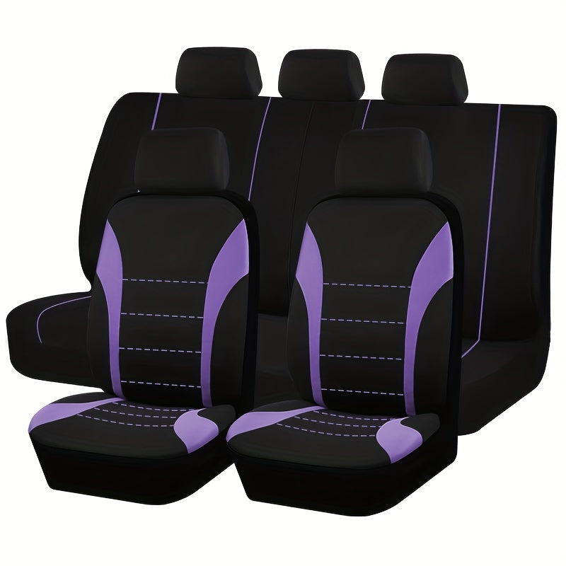 Upgrade Your Car with 9pcs Set of Universal Seat Covers: Airbag Safe, Five Seats, Black, Gray, Pink, Blue &amp; Red!