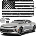 Autoamerics 1-Piece Windshield Sun Shade Grunge B&amp;W American Flag USA  - Foldable Car Front Window Sunshade for Most Sedans SUV Truck - Blocks Max UV Rays and Keeps Your Vehicle Cool - Small