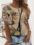Casual Abstract Printed Short-Sleeved T-Shirt