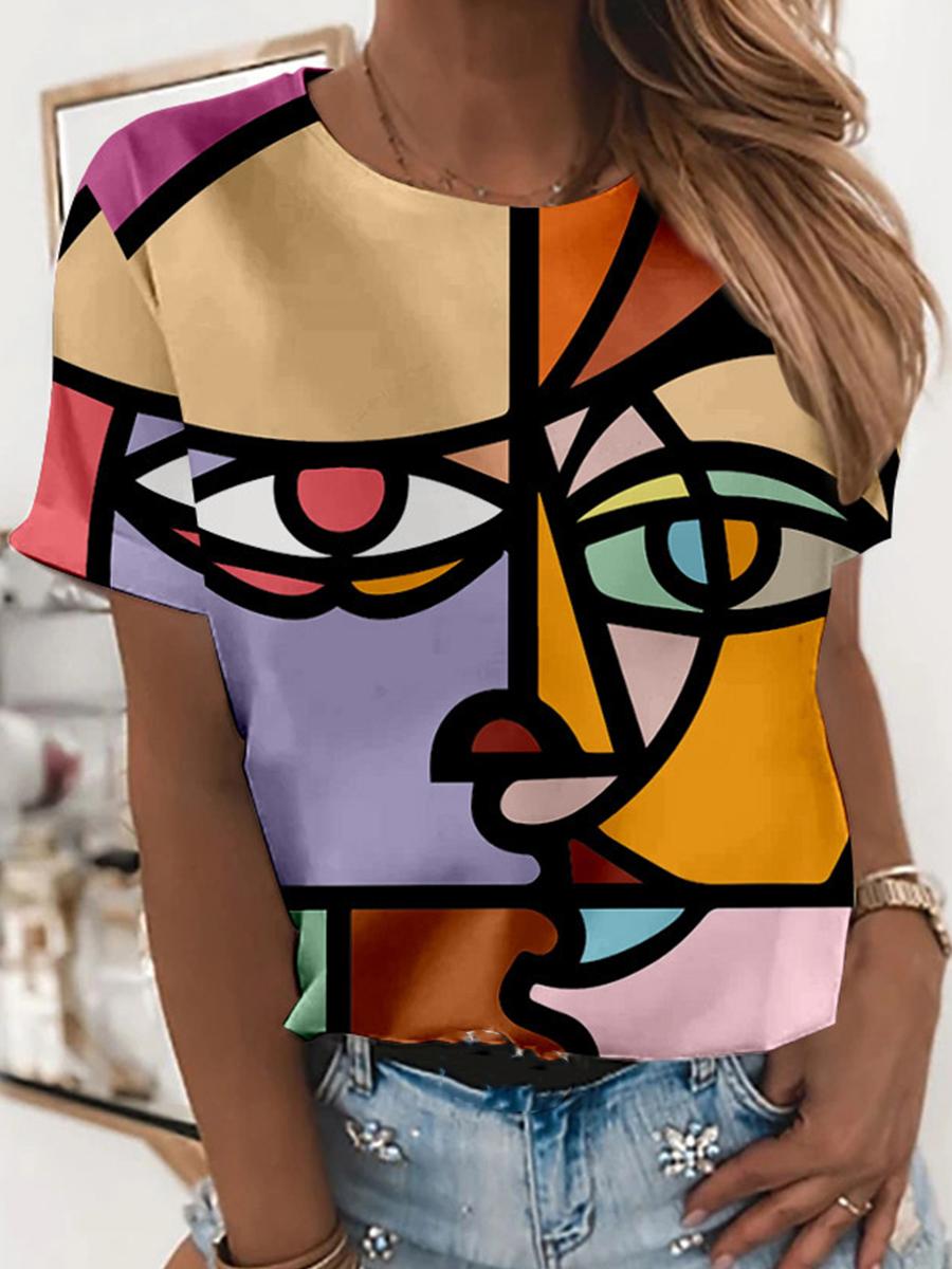 Casual Abstract Printed Short-Sleeved T-Shirt