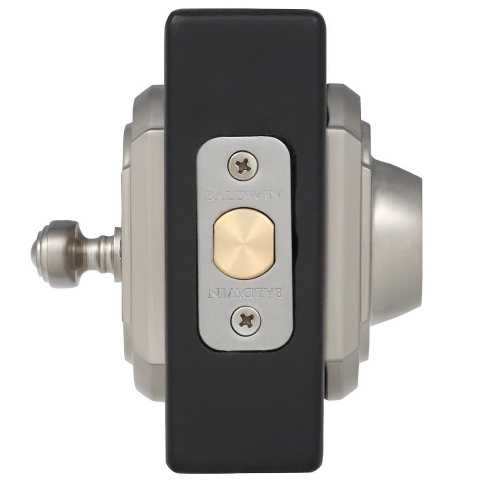 PrestiCarnaby Satin Nickel Exterior Entry Knob and Single Cylinder Deadbolt Combo Pack Featuring SmartKey Security