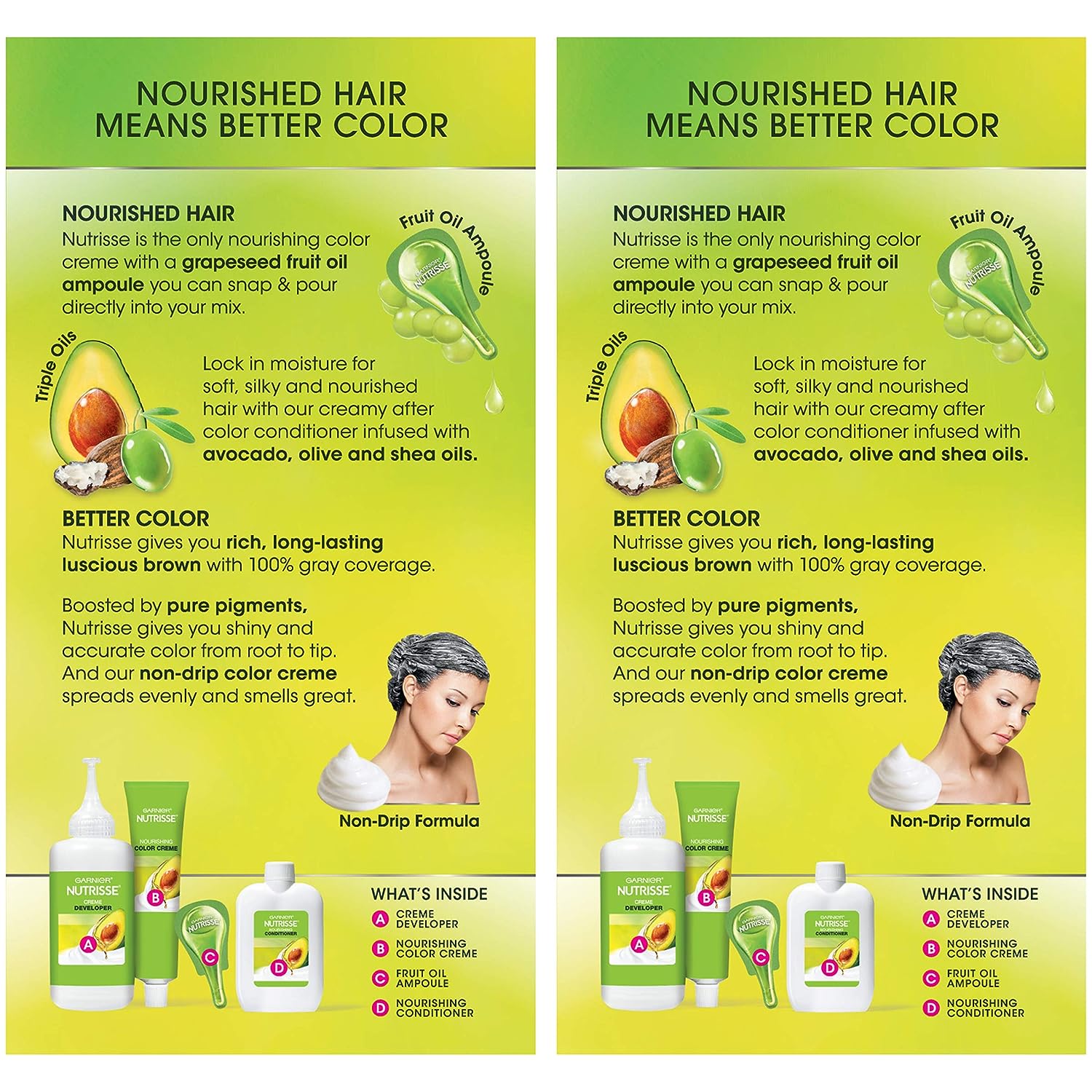 Garnier Hair Color Nutrisse Nourishing Creme, 50 Medium Natural Brown (Truffle) Permanent Hair Dye, 2 Count (Packaging May Vary)