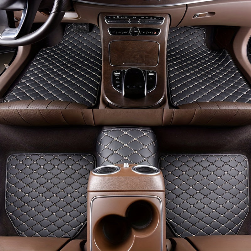 5pcs Waterproof Leather Car Floor Mats - Universal Full Set Auto Rugs For Interior Accessories