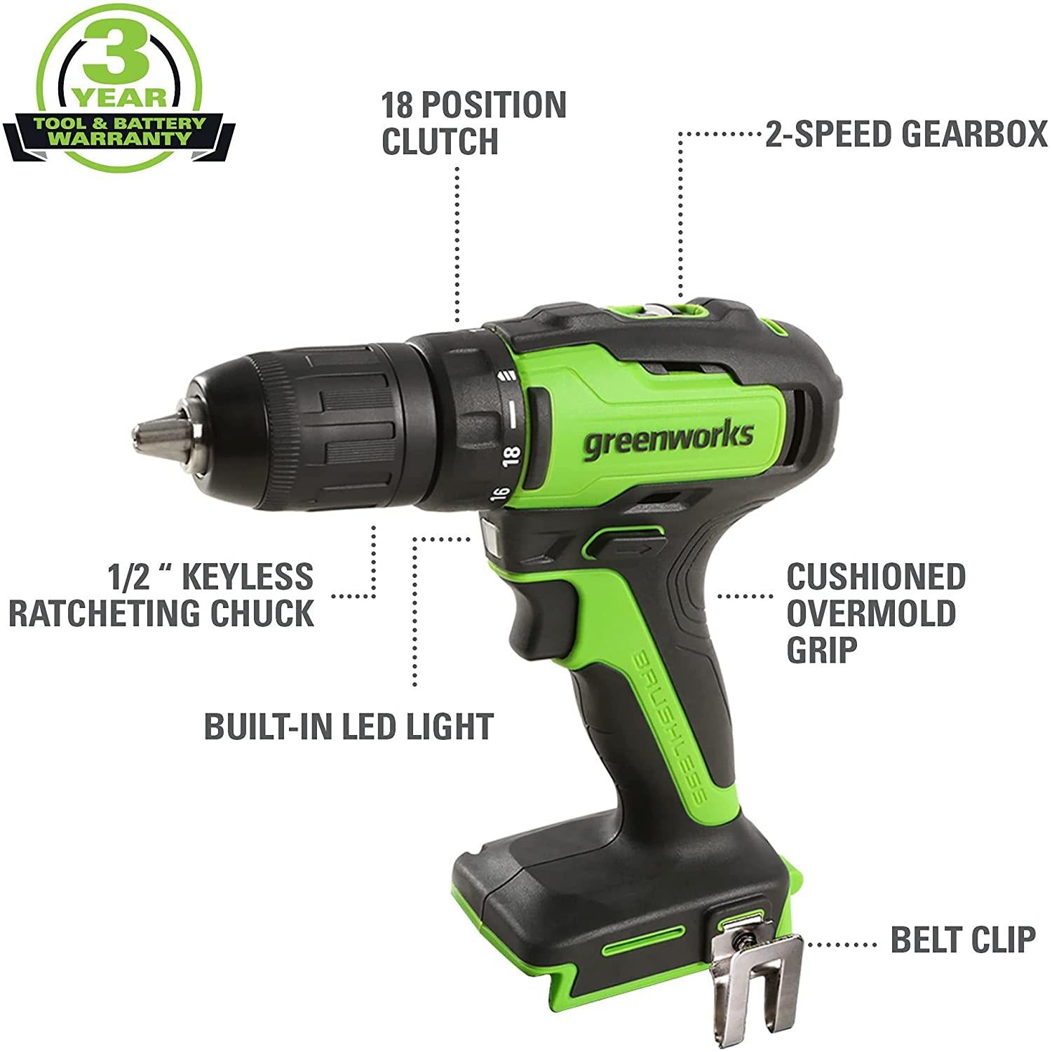 Greenworks 48V 17" Brushless Cordless Lawn Mower + 24V Brushless Drill / Driver, (2) 4.0Ah USB Batteries (USB Hub) and Dual Port Rapid Charger Included (2 x 24V)