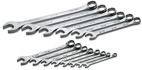 SK Professional Tools 86124 14-Piece 6-Point SAE Regular Combination Wrench Set - SuperKrome Finish, Set of 14 Chrome Wrenches Made in USA