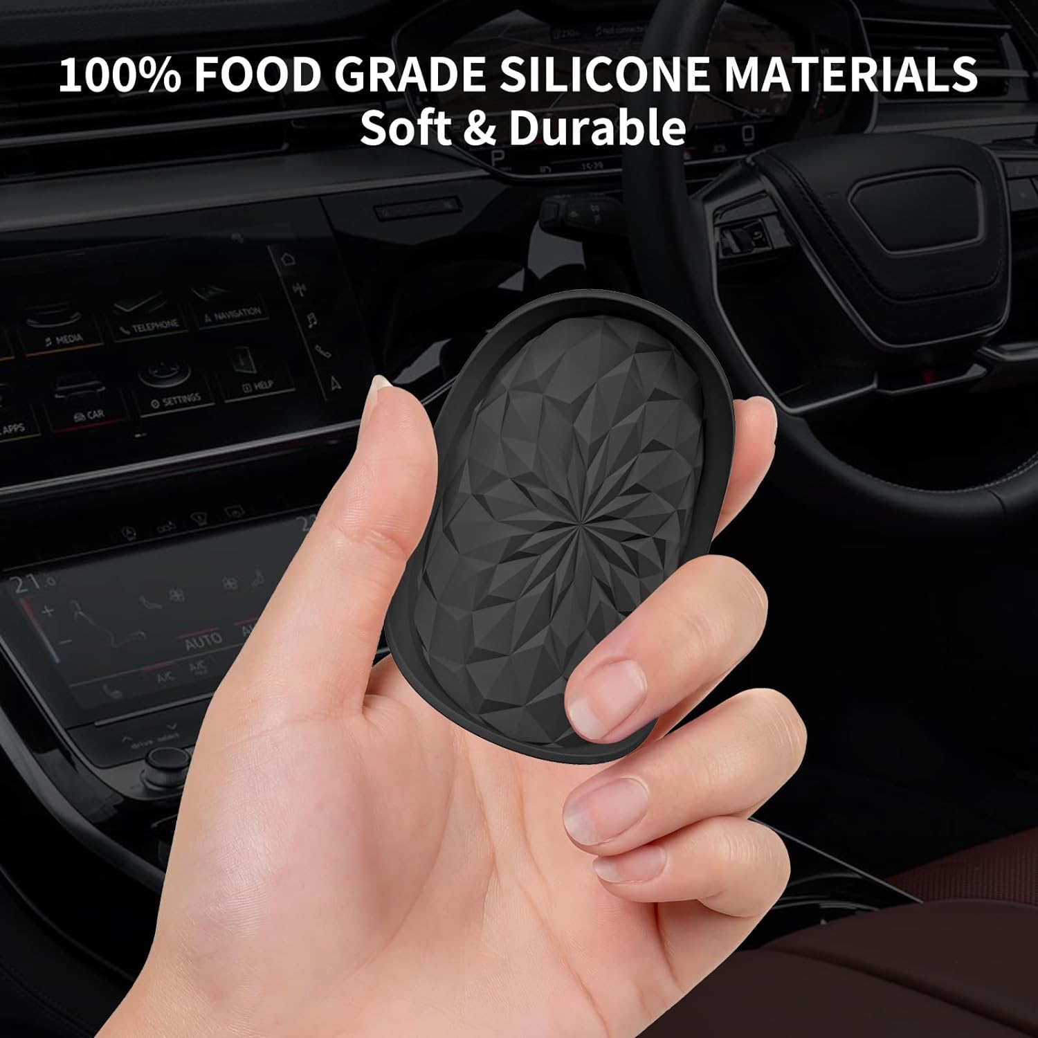Car Cup Coaster [4 Pack] ME.FAN Silicone Car Coasters/Cup Mats - 2.75In Universal Non-Slip Recessed Car Interior Accessories - Car Cup Holder Insert Coasters Black