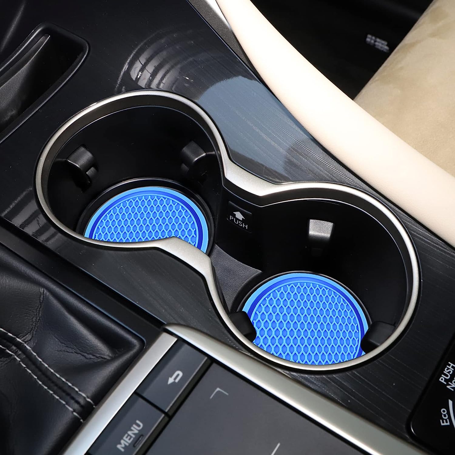 SINGARO Car Cup Coaster, 4PCS Universal Non-Slip Cup Holders Embedded in Ornaments Coaster, Car Interior Accessories, Blue