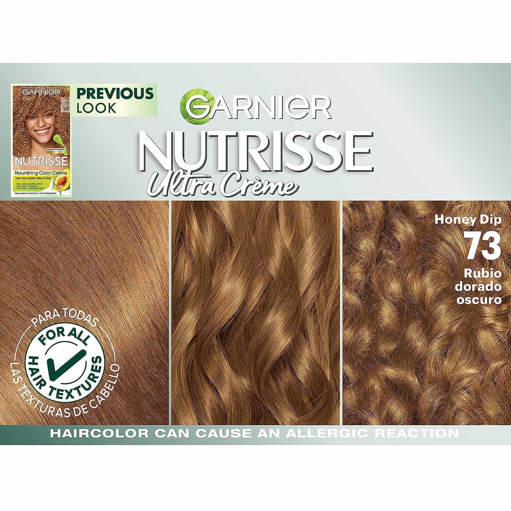 Garnier Hair Color Nutrisse Nourishing Creme, 73 Dark Golden Blonde (Honey Dip) Permanent Hair Dye, 2 Count (Packaging May Vary)