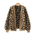 leopard printed lantern sleeve sweater