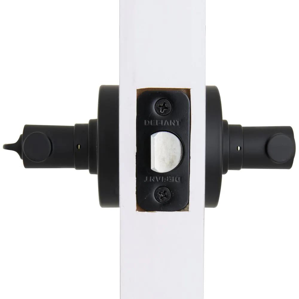 Highland Matte Black Bed and Bath Door Lever with Round Rose