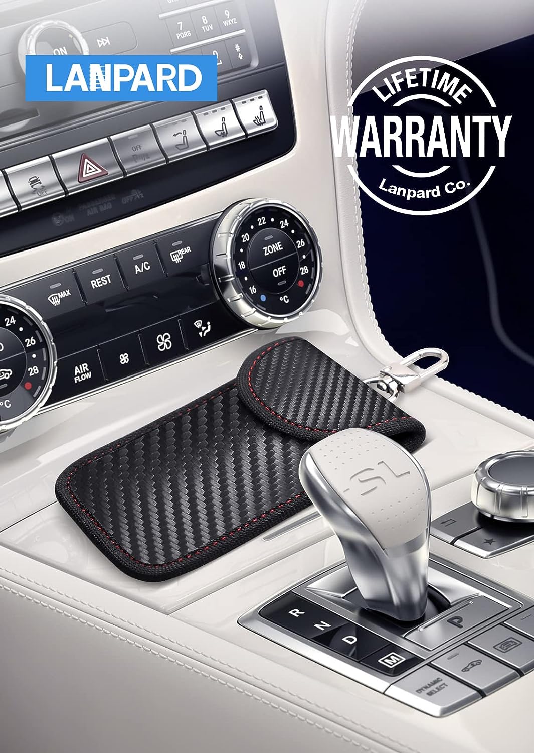 Lanpard Faraday Bag for Key Fob(2 Pack), Faraday Cage Protector, Car RFID Signal Blocking Key Fob Protector, Double-Layers of Shielding Carbon Fiber Material Anti-Theft Faraday Pouch