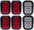 [ALL STAR TRUCK PARTS] 5x3" 4x Red 2xWhite Rectangle 12 LED Stop/Turn/Tail & Backup/Reverse Truck Trailer Hitch Light Grommet & 3 Wire Pigtail Plug Kit