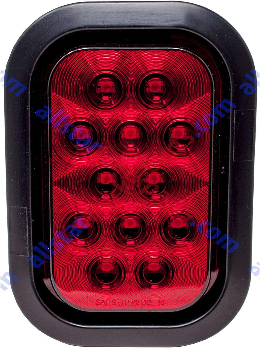 [ALL STAR TRUCK PARTS] 5x3" 4x Red 2xWhite Rectangle 12 LED Stop/Turn/Tail & Backup/Reverse Truck Trailer Hitch Light Grommet & 3 Wire Pigtail Plug Kit