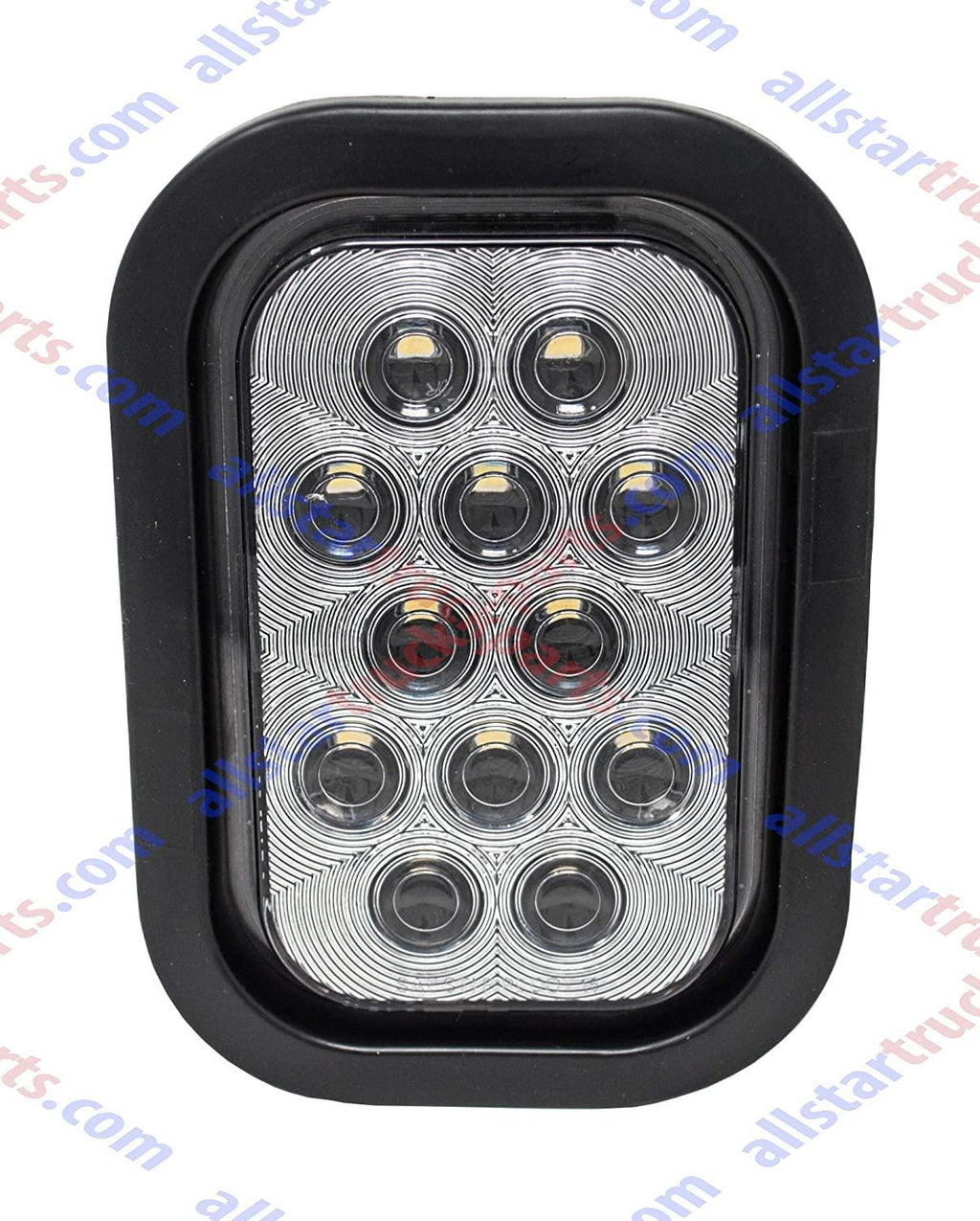 [ALL STAR TRUCK PARTS] 5x3" 4x Red 2xWhite Rectangle 12 LED Stop/Turn/Tail & Backup/Reverse Truck Trailer Hitch Light Grommet & 3 Wire Pigtail Plug Kit