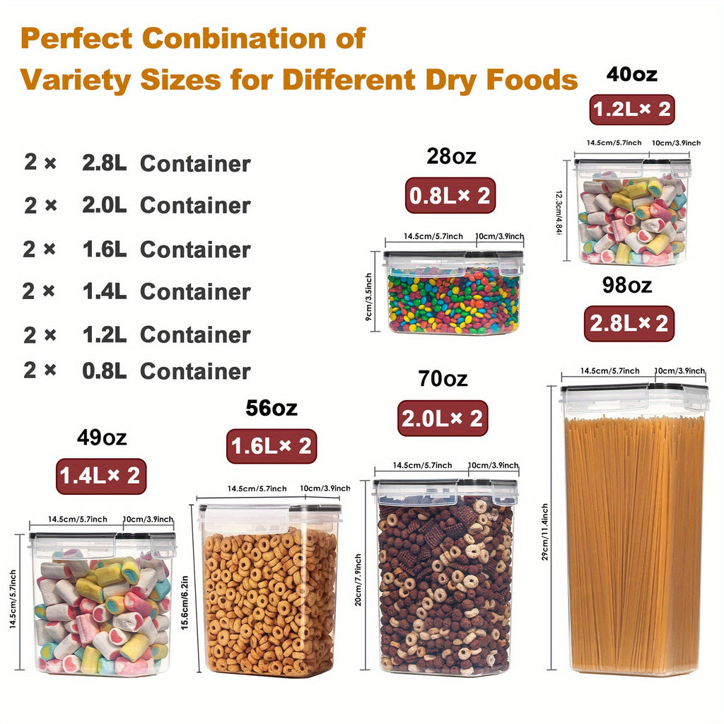 12pcs Airtight Food StoraContainers: BPA Plastic Kitchen Canisters For Flour, Sugar, Cereal &amp; Labels