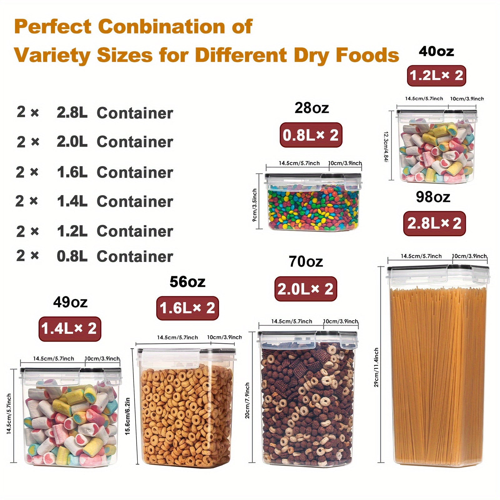 12pcs Airtight Food StoraContainers: BPA Plastic Kitchen Canisters For Flour, Sugar, Cereal &amp; Labels