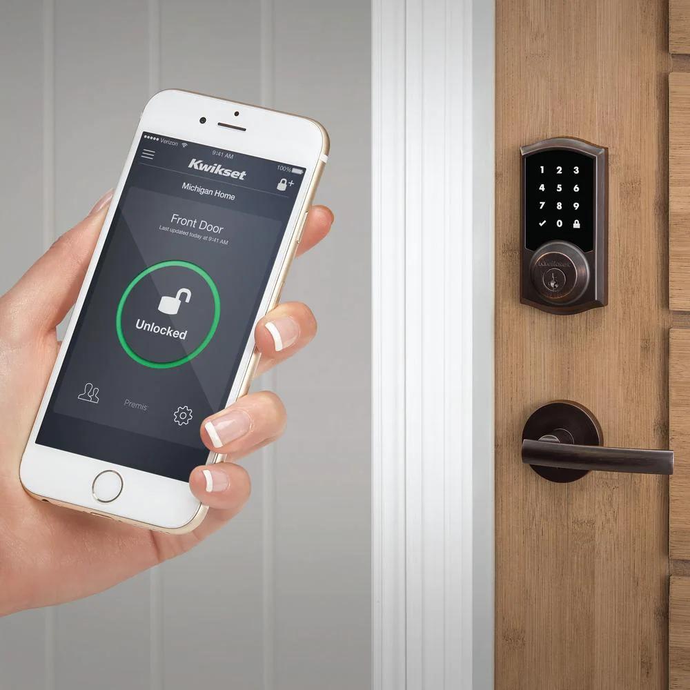Z-Wave SmartCode 916 Touchscreen Satin Nickel Single Cylinder Electronic Deadbolt Featuring SmartKey Security