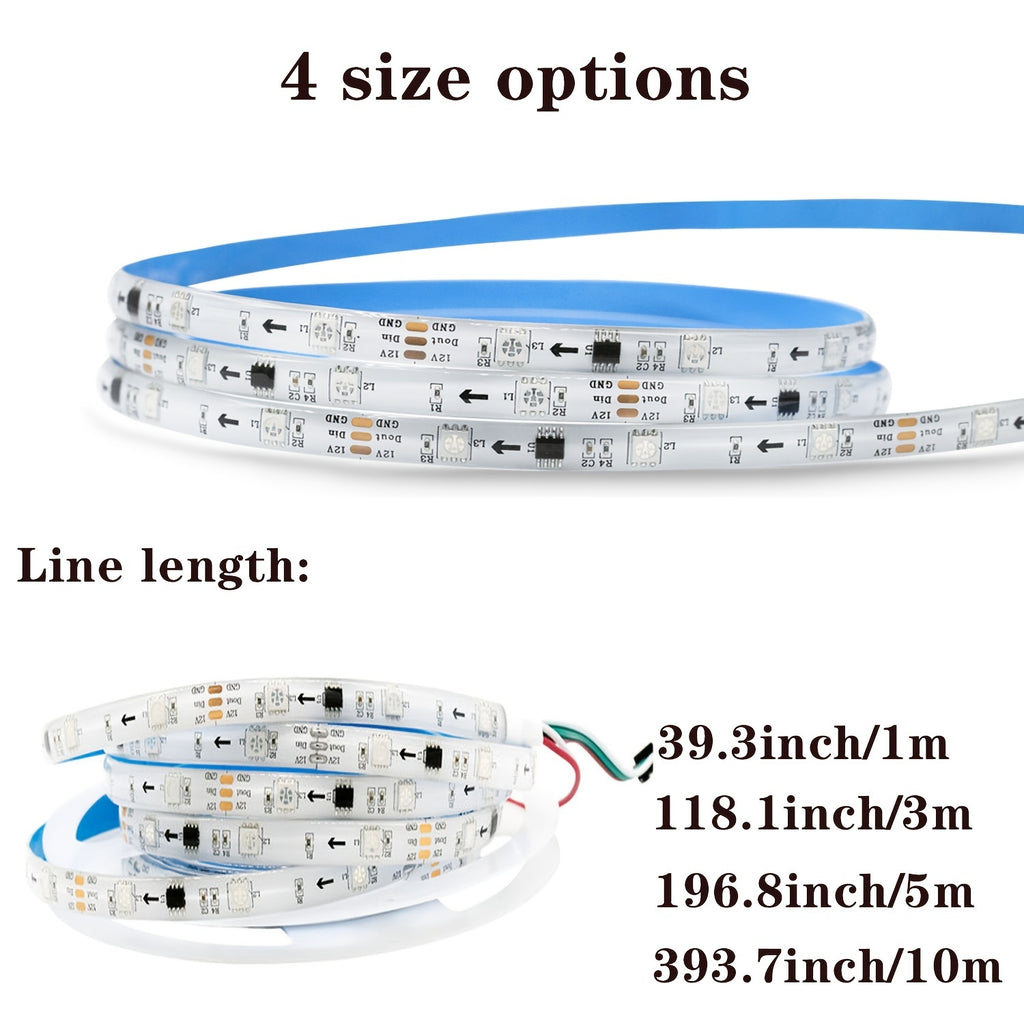 Create A Magical Ambience With 5050 RGB Led Strip Lights - Music Sync Color Changing, Remote Control, Perfect For Home, Garden, Party, And More!