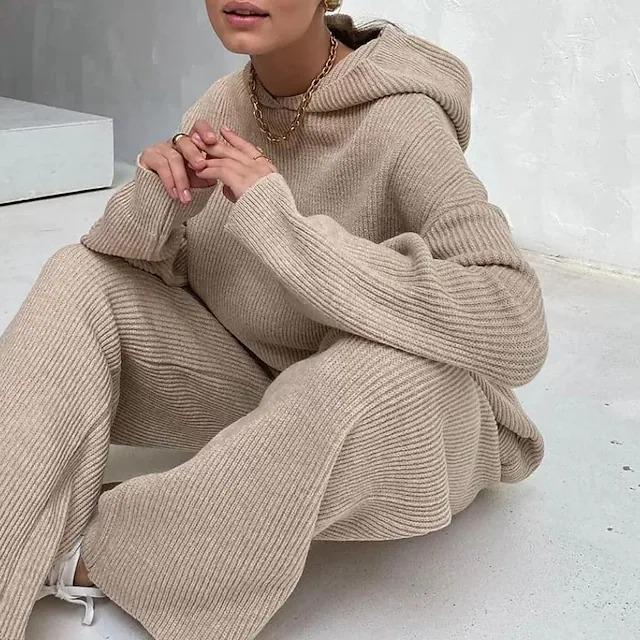 Women's Fashion Hooded Woolen Suit
