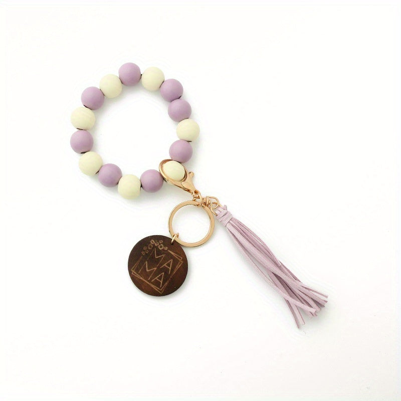 Leopard Wood Beads Hand Beads Spot Wood Beads Bracelet Hand Tassel Bracelet Car Key Chain