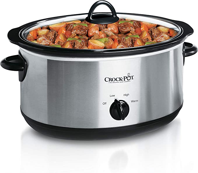 crock-pot 7 quart oval manual slow cooker, stainless steel (scv700-s-br)