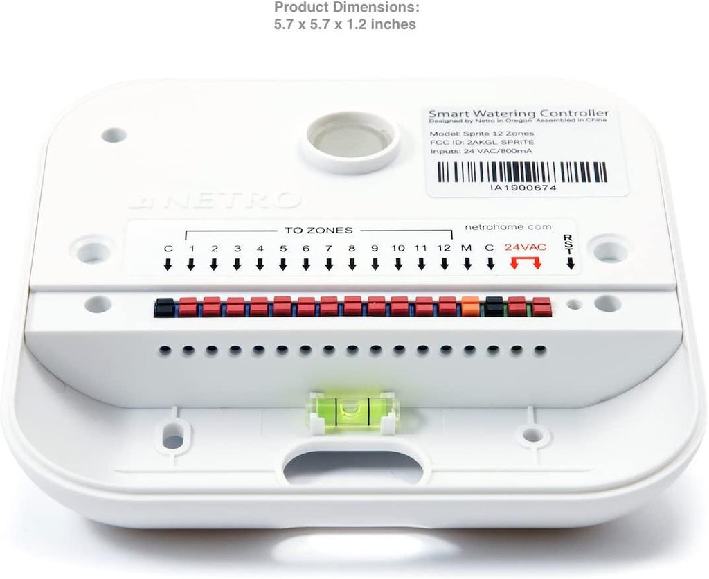 Netro Smart Sprinkler Controller, WiFi, Weather aware, Remote access, 12 Zone, Compatible with Alexa