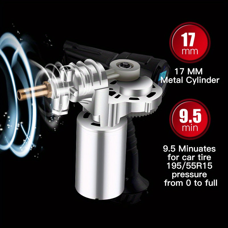 120W Portable Air Compressor Pump - Digital Tire Inflator For Cars, Bicycles &amp; Balls