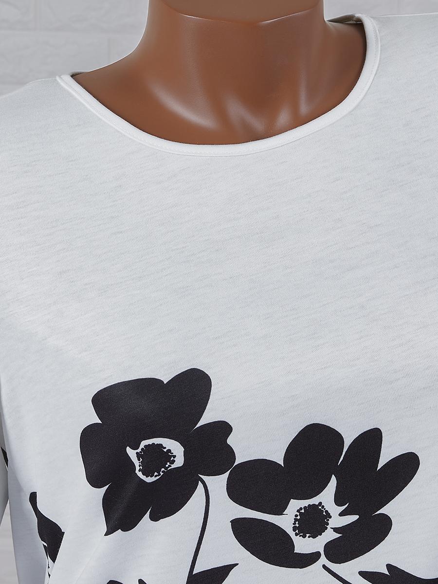 Womens Floral Print Round Neck Short-sleeved T-shirt