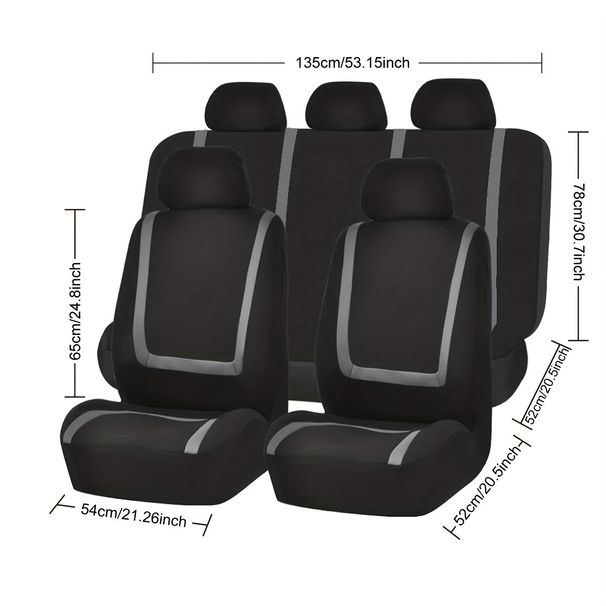 Upgrade Your Car Interior Comfort: 5-Seat Universal Car Seat Cover Set - Soft &amp; Breathable Polyester Fabric