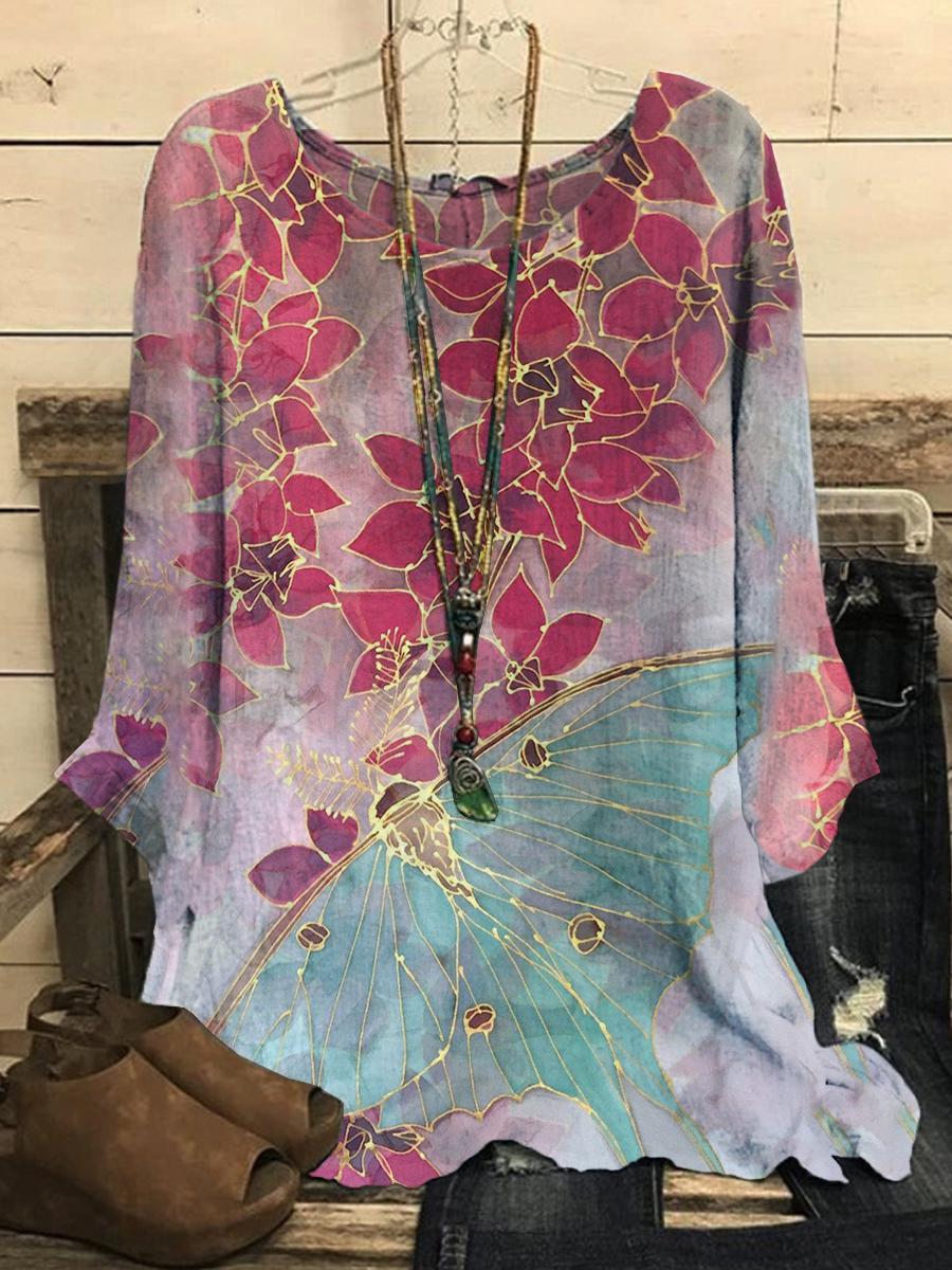 Women's Casual Floral Print Long Sleeve T-Shirt
