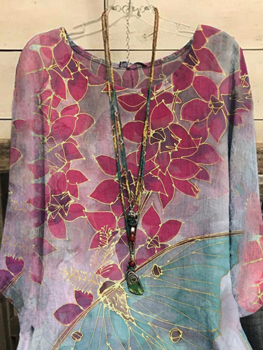 Women's Casual Floral Print Long Sleeve T-Shirt