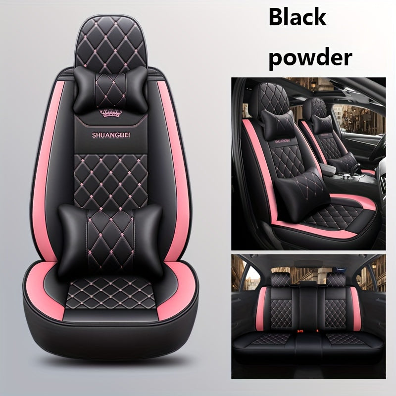 5 Car Seat Cover Set Full PackaCar Seat Cushion PU Leather Car Seat Cover Universal Car Seat Cover Full Set Compatible With Five-seat Models