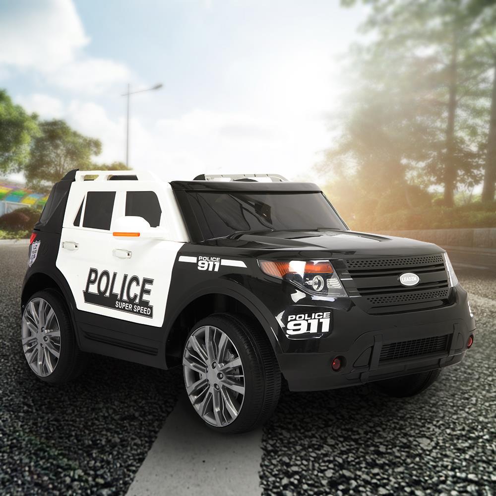 Ktaxon Kids Ride On Car Off-Road Police Car Double Drive Rechargeable 12V Battery Powered w/ RC Remote Control, MP3 Player, LED Lights, 3 Speed