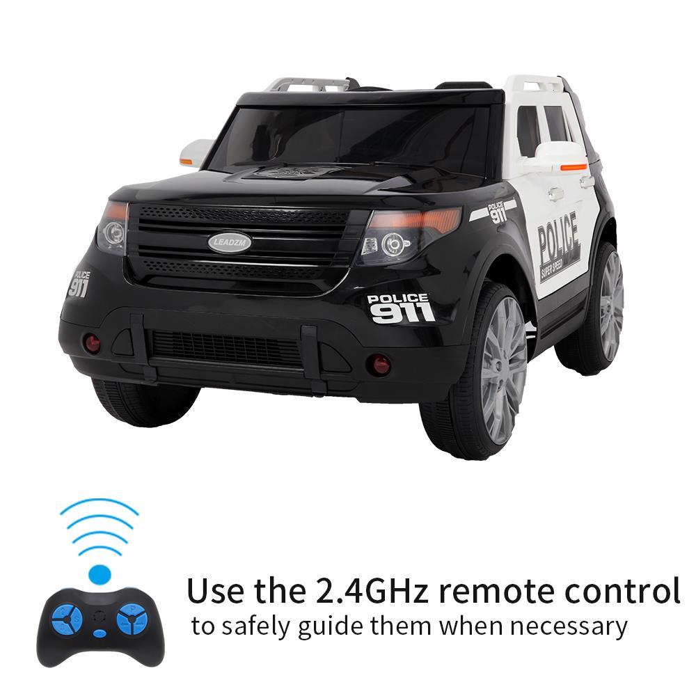 Ktaxon Kids Ride On Car Off-Road Police Car Double Drive Rechargeable 12V Battery Powered w/ RC Remote Control, MP3 Player, LED Lights, 3 Speed
