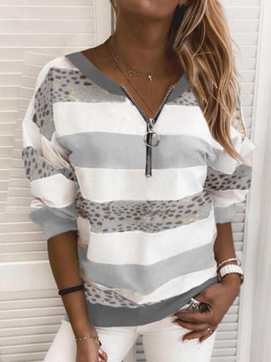 Women Stripe Casual Sweatshirt