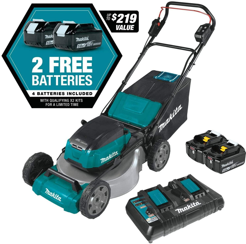 Makita XML07PT1 36V (18V X2) LXT Brushless 21" Commercial Lawn Mower Kit with 4 Batteries (5.0Ah), Teal