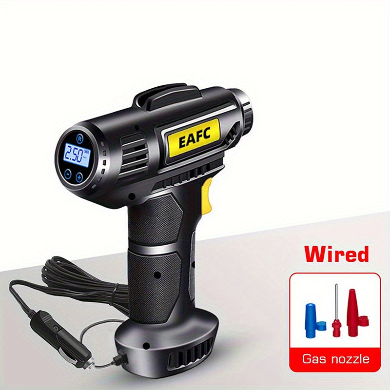 120W Portable Car Air Compressor: Inflate Your Tires With Ease - Wireless &amp; Wired Handheld Pump With LED Light