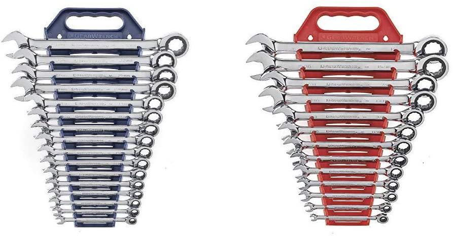 GEARWRENCH 16 Pc. 12 Point Ratcheting Combination Metric Wrench Set w/13-Piece SAE  Ratcheting Wrench Set