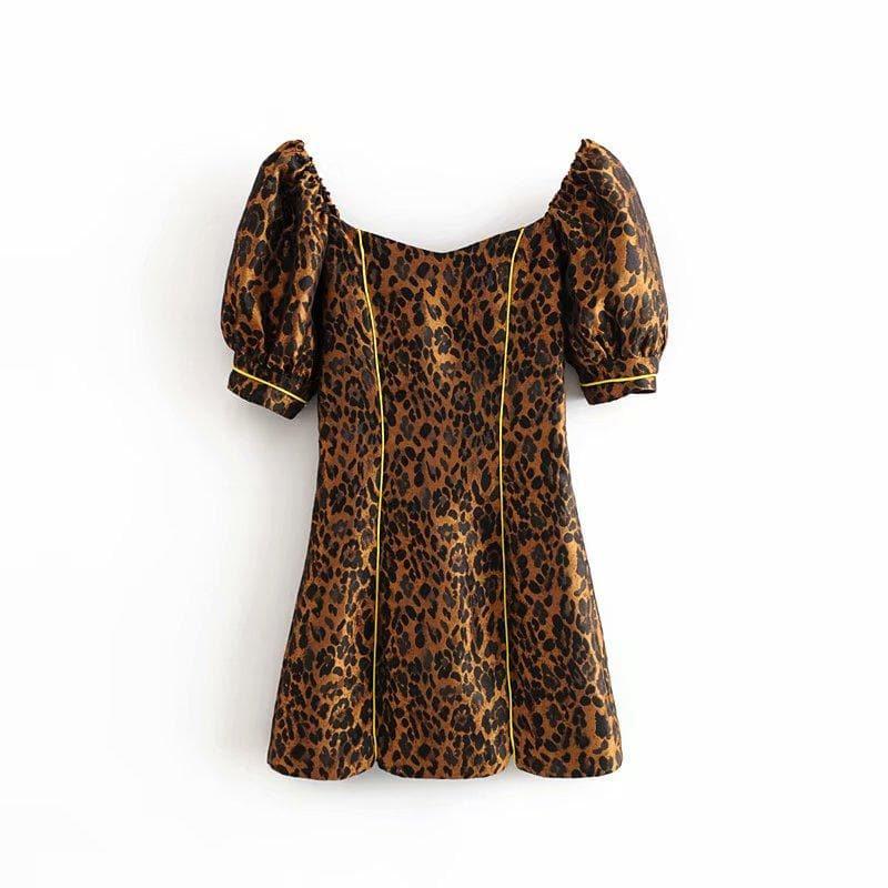 vintage leopard backless mini dress