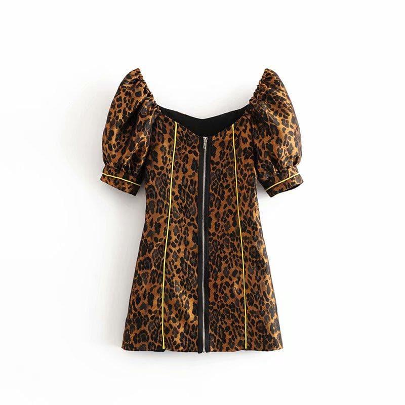 vintage leopard backless mini dress